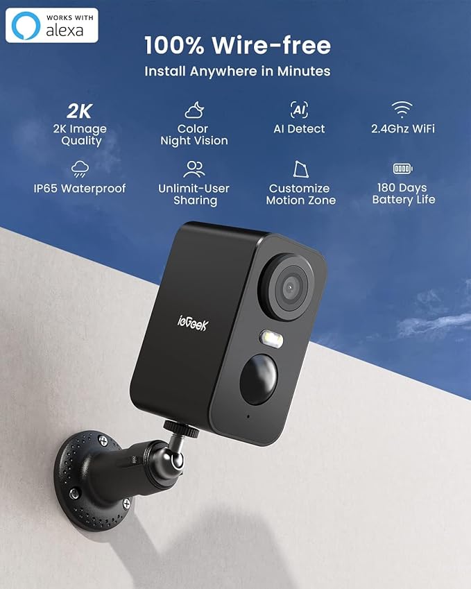 ieGeek Security Cameras Wireless Outdoor, 2K 3MP Battery Powered WiFi Security - Image 8