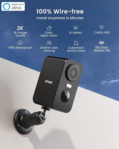 ieGeek Security Cameras Wireless Outdoor, 2K 3MP Battery Powered WiFi Security - Image 8