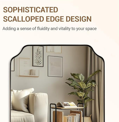 ANDY STAR Brushed Bronze Scalloped Mirror, Unique Rectangular Bathroom Mirror - Image 7