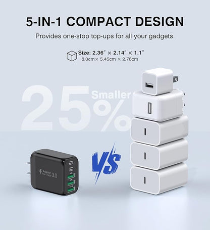 60W USB C Wall Charger Block, 5-Port C Charger Fast Charging Block PD Power - Image 4