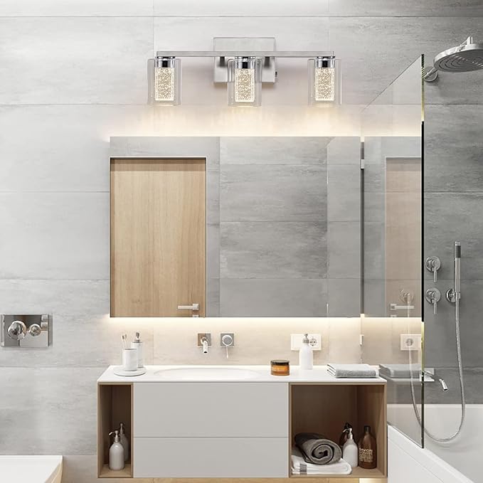 SADENICEL Brushed Nickel Vanity Lights, 3-Light Bathroom Light Fixtures - Image 2