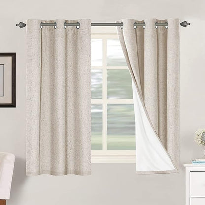 H.VERSAILTEX Primitive Linen Curtains 100% Blackout Curtain Drapes Burlap by HVERSAILTEX