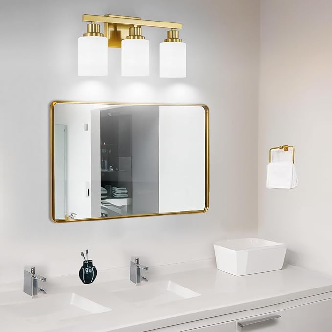 DIKAIDA 3-Light Gold Bathroom Light Fixtures, Modern Vanity Light - Image 6