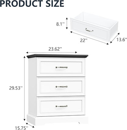Nightstand Set of 2, Rustic Farmhouse Wood Small Dresser, Bedside Table - Image 2