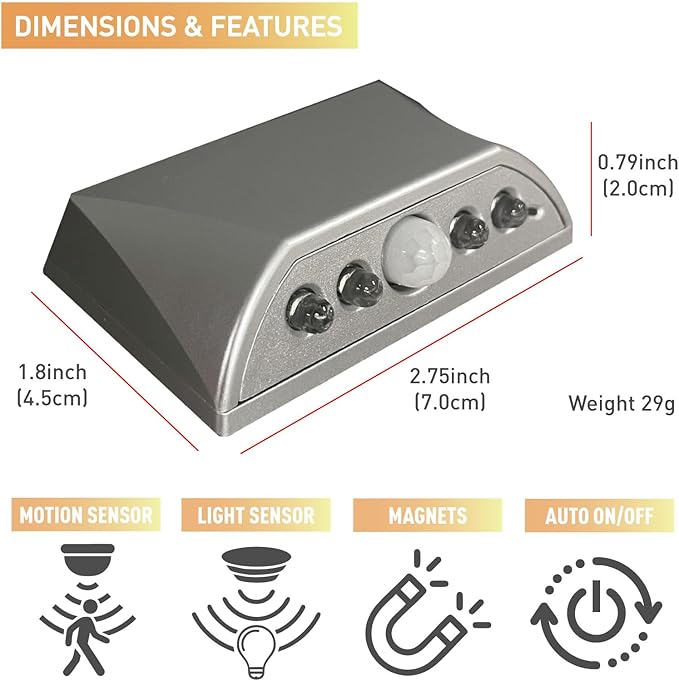somisgarden Silver Motion Sensor Night Light - Image 6