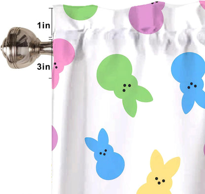 Limike Kitchen Valances for Windows 54" x 18", Colorful Bunny Kitchen Curtains Valances, Decorations for Windows, Cute Window Treatments Drapes for Bedroom Living Room, 1 Panel