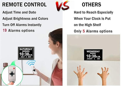 Véfaîî 19 Alarms Dementia Clock 8 Inch Large Display, Auto DST, 10 Levels Auto - Image 6