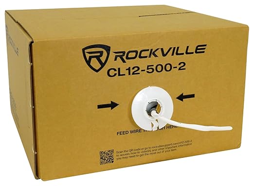 Rockville CL12-500-2 12 AWG 500ft Speaker Wire In Wall Ceiling, CL2 Rated by Rockville