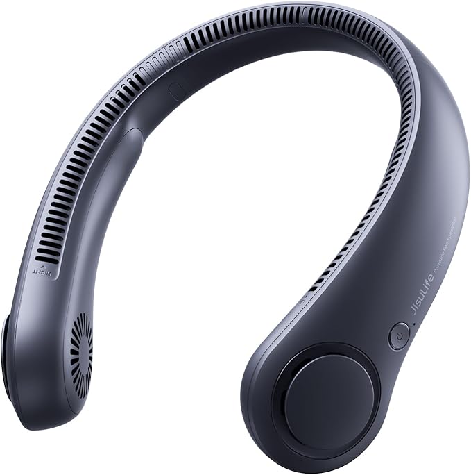JISULIFE Portable Neck Fan, Hands Free Bladeless Fan, 5 Speeds, 4000 mAh by LivechillStaycool
