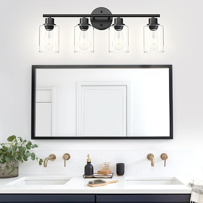 Guliaofo 4-Light Black Bathroom Light Fixtures, E26 Modern Vanity Lights - Image 8