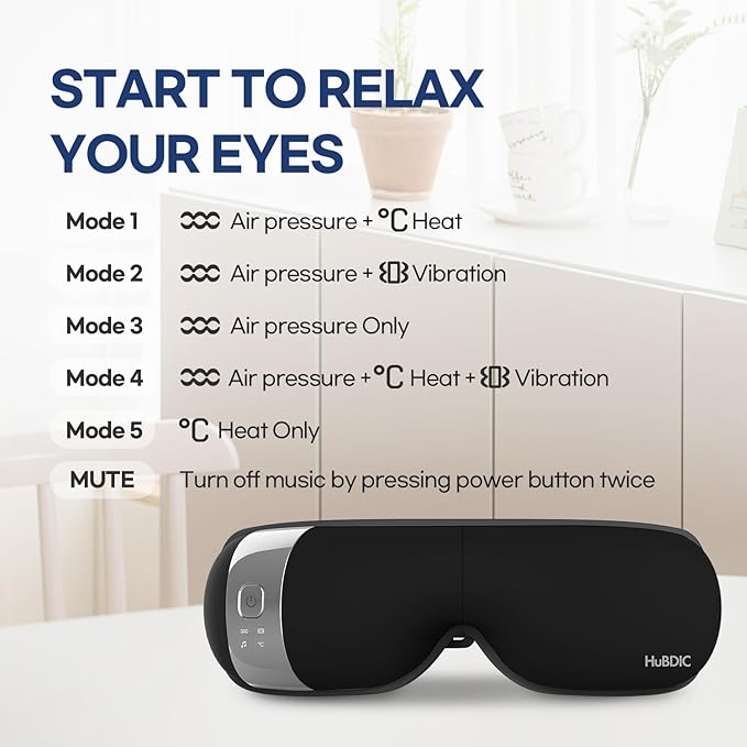 HubiCare Eye Massager with Heat, and Music Helps Relieve Strain, Dark Circles - Image 6