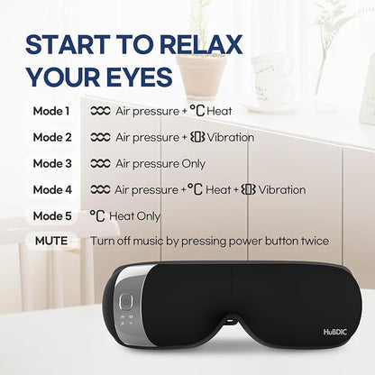 HubiCare Eye Massager with Heat, and Music Helps Relieve Strain, Dark Circles - Image 6