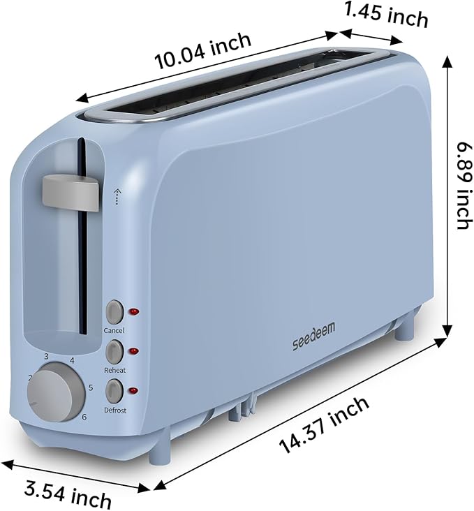 SEEDEEM 2 Slice Slim Toaster, Single 10" Long Slot Toaster Fits Bagels & - Image 5