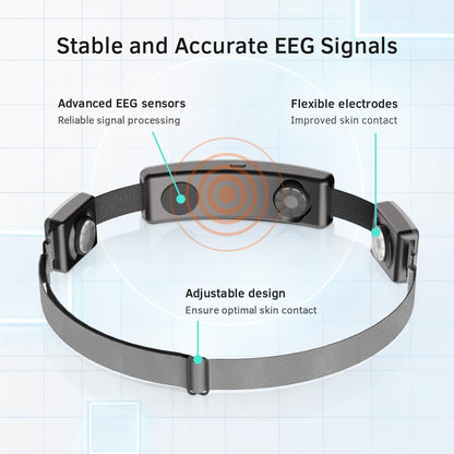 eeg neurofeedback headband for meditation & brainwave monitoring on a desk or shelf