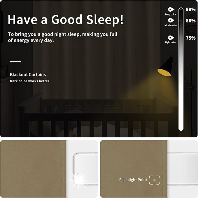Easy-Going Blackout Curtains for Bedroom, Solid Thermal Insulated Grommet and - Image 2