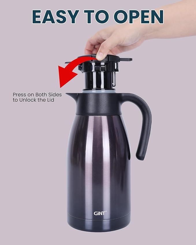 GiNT 1.9L / 64Oz Thermal Coffee Carafe, Insulated Stainless Steel Coffee Carafes - Image 6