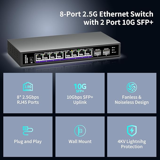 10 Port 2.5Gb Unmanaged Ethernet Switch - Image 4