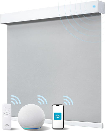 Smart Roller Shades for Windows, Alexa Blackout Motorized Blinds by JaeJaes