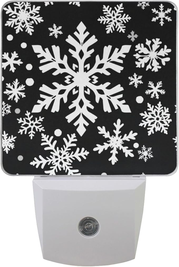 Pigsaly Led Night Light White Black Texture Christmas Snowflakes Night Light by Pigsaly