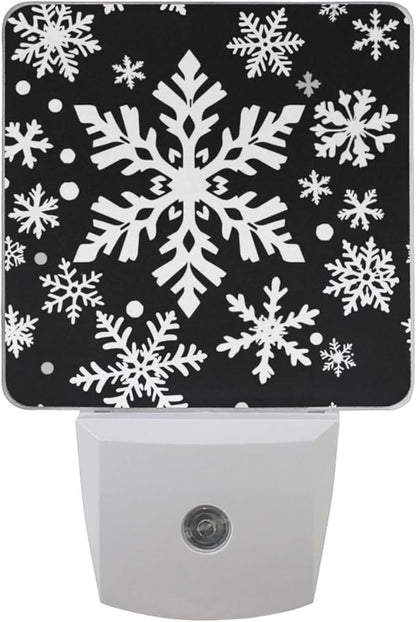 Pigsaly Led Night Light White Black Texture Christmas Snowflakes Night Light by Pigsaly