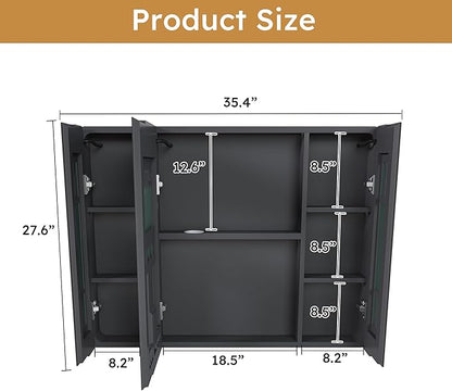 35x28 Inch Wall-Mounted Medicine Cabinet, Bathroom Mirror Cabinet - Image 2