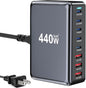440W Fast USB C GAN Charger Block 8 Port Charging Station HUB Brick Dual PD PPS by LMSEP