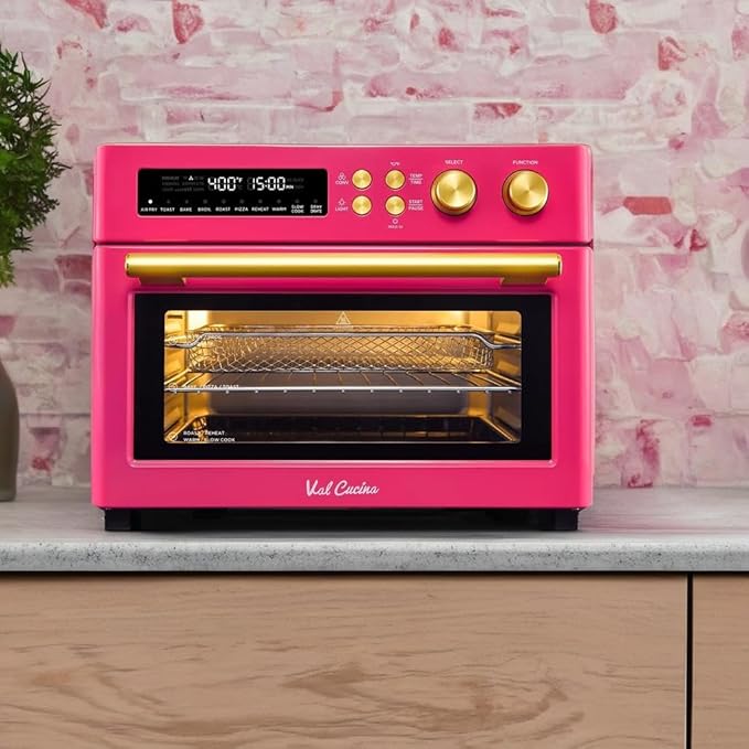 VAL CUCINA Limited Edition Happy Pink Infrared Heating Air Fryer Toaster Oven - Image 5