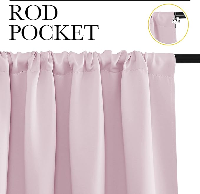 NICETOWN Blackout Curtains for Living Curtains, Baby Pink, 2 Panels, 29 by 30 - Image 2