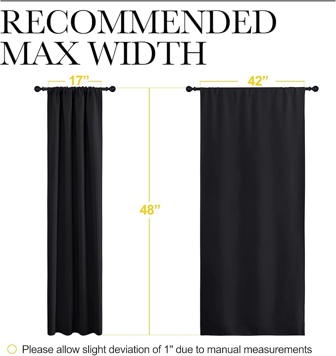 NICETOWN Black Blackout Curtains and Drapes 48 inches Long, Privacy RV Draperies - Image 7