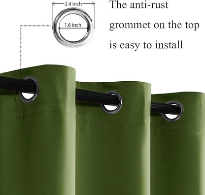 JIUZHEN Olive Green Blackout Curtains - Image 2