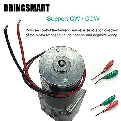 BRINGSMART 24V 40rpm DC Worm Gear Motor 40kg.cm Self-Locking Reversed Mini - Image 7