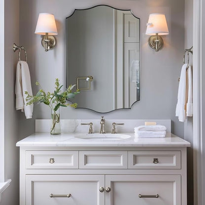 ANDY STAR Brushed Nickel Bathroom Mirror, 24x36’’ Silver Wavy Wall Mirror - Image 4