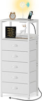 5 Drawers Dresser with Charging Station & Voice-Controlled LED Light, Tall by RVHOME