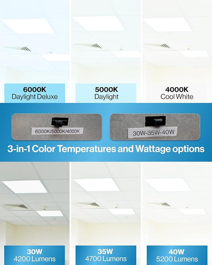 Sunco 12 Pack 2x2 LED Flat Panel Light, Dual Selectable CCT 4000K/5000K/6000K & - Image 2