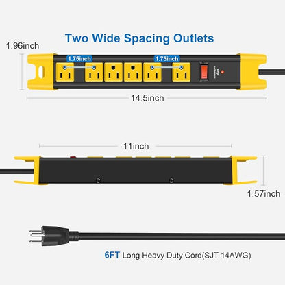 CCCEI Heavy Duty Power Strip Surge Protector - Image 3