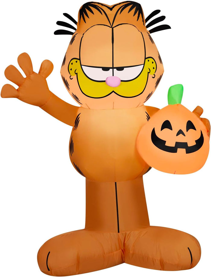 Gemmy Garfield Halloween Inflatable, 3.5 Ft Tall Lighted Yard Decoration with Jack O Lantern Pumpkin, Outdoor Decor with Stakes and Tethers