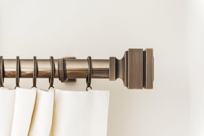 BLASTHOME® Luxury Step Square Finials – Fits Only Signature Collection Curtain Rods (Rod Not Included) – Premium Quality, Heavy Metal – Set of Two – Oil Rubbed Bronze