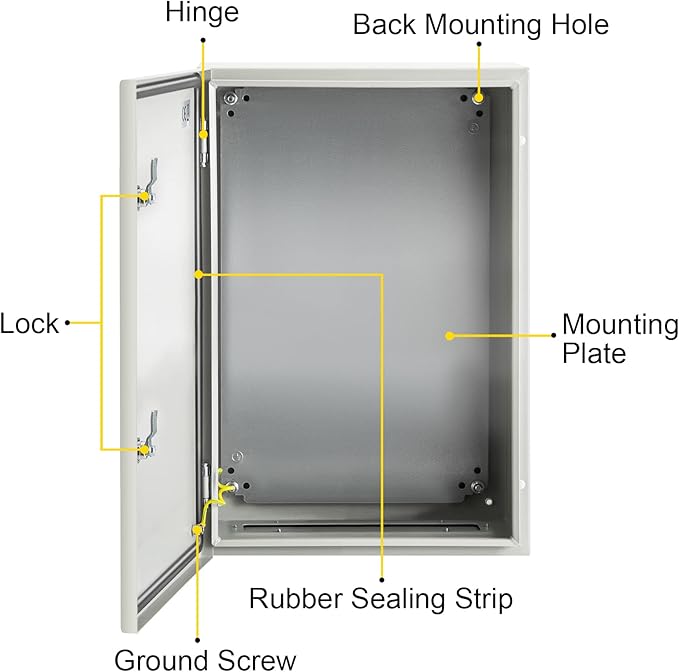 VEVOR NEMA Steel Enclosure, IP66 Waterproof & Dustproof, Outdoor/Indoor - Image 9