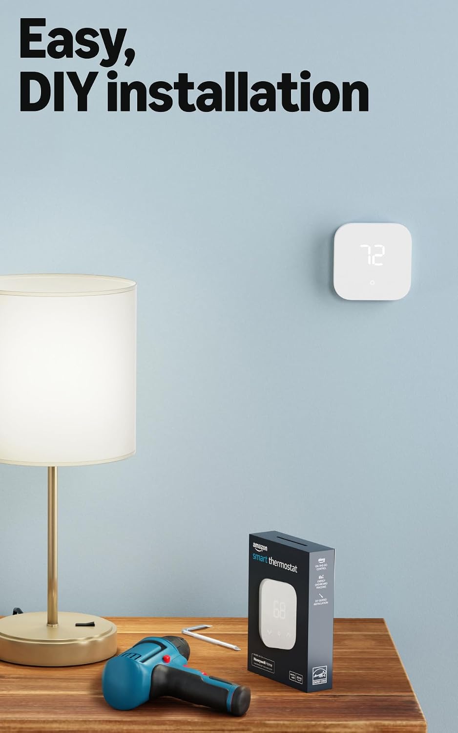 Amazon Smart Thermostat with C-wire adapter, Save money and energy, Works wit...