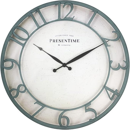 Presentime & Co 21" Farmhouse Series Wall Clock, Vintage Style, Retro Clock by Presentime