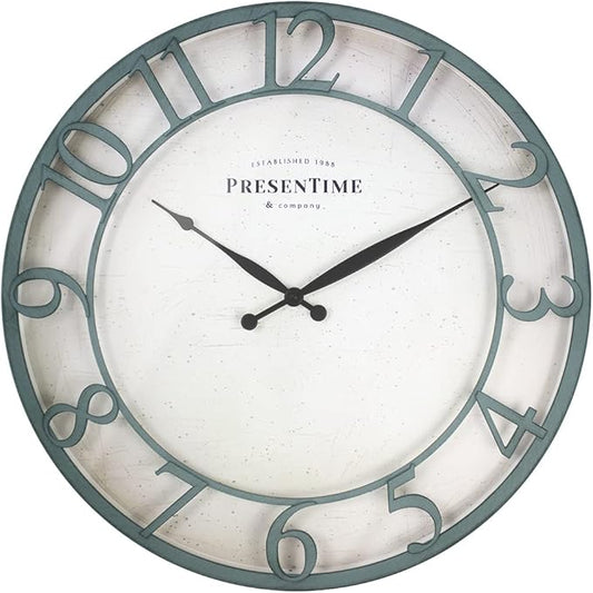 Presentime & Co 21" Farmhouse Series Wall Clock, Vintage Style, Retro Clock by Presentime
