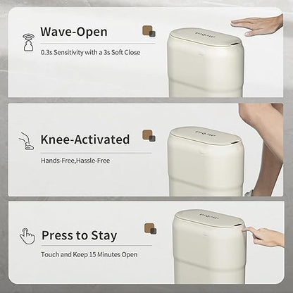 Slim Motion Sensor Trash Can for Bathroom, Automatic Compact Touchless Garbage - Image 4