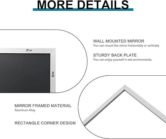 30" x 30"Bathroom Mirror, Decorative Rectangular Vanity Mirror - Image 7