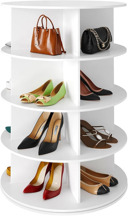 SpaceAid 4 Tier Rotating Shoe Rack Tower, Spinning Shoe Display Lazy Susan by SpaceAid