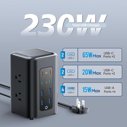 TenTrend Power Strip Tower, 14-in-1 USB-C Charging Station Tower - Image 3