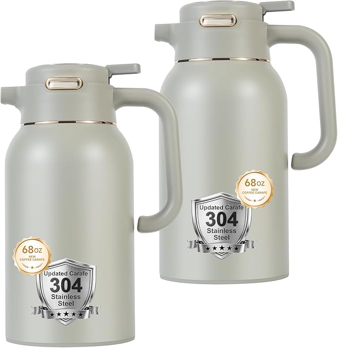 68 Oz Thermal Coffee Carafe, Stainless Steel Insulated Vacuum Coffee Carafes by Dumfoin