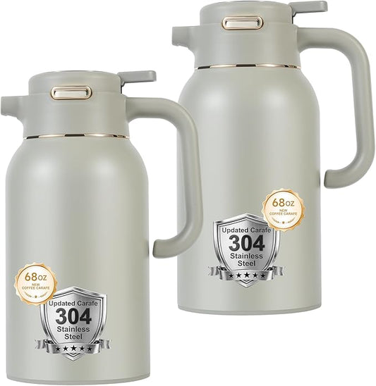 68 Oz Thermal Coffee Carafe, Stainless Steel Insulated Vacuum Coffee Carafes by Dumfoin