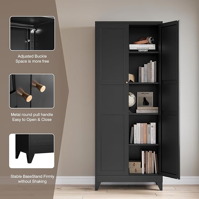 Yizosh Metal Pantry Cabinet, Cupboard - Image 6