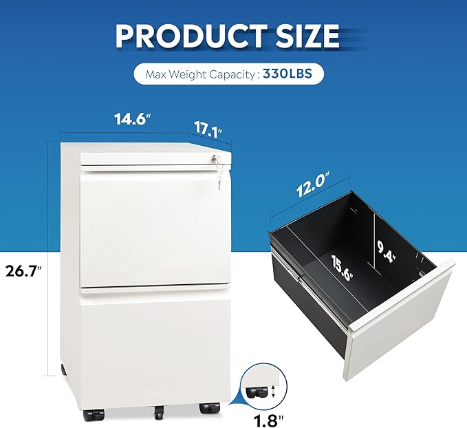 DEVAISE 2 Drawer Mobile File Cabinet - Image 3