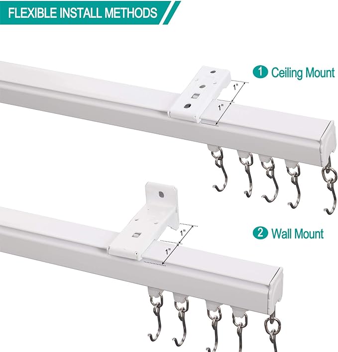 ChadMade Ceiling/Wall Mount Curtain Track Rod Set - 9ft Adjustable Length - Image 3